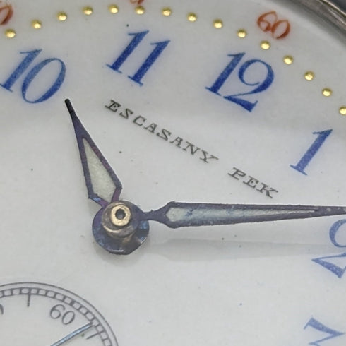 1900年頃 アンティーク スイスEscasany レディース懐中時計花彫刻銀側ケース 動作良好